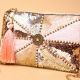 Iridescent Sequin Clutch with Central Beadwork & Tassel Accent