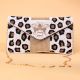 Hand-Beaded Bee Motif Clutch with Leopard Pattern & Gold Chain Strap