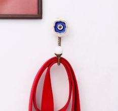 Navy Blue Solid Gold Line Ceramic Hook In Antique Fitting