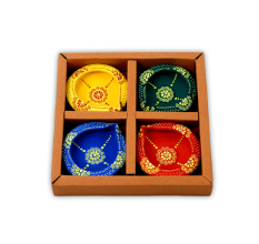 Handicraft Washable Terracotta Flat Diya Home Decor Set of 4