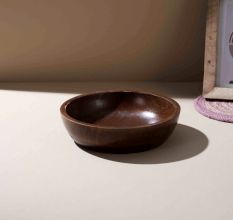 Espresso-Toned Handcrafted Wooden Bowl