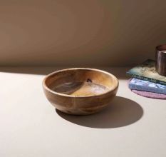 Rustic Round Wooden Bowl