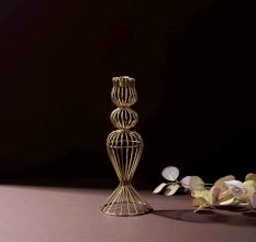 Gold Iron Wire Candle Holder