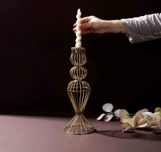 Gold Iron Wire Candle Holder