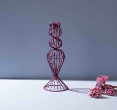 Heather-Toned Iron Wire Candle Holder