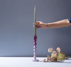 Ombre Prism Aluminum Candle Stands Set of 2