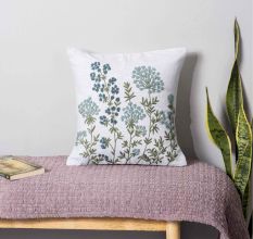 Azure Bloom Pillow Cover