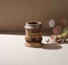 Hand-Turned Wooden Utensil Stand