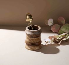 Hand-Turned Wooden Utensil Stand