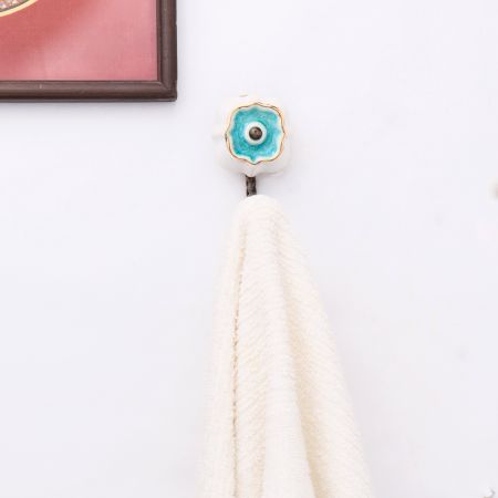 Sea Green Solid Gold Line Ceramic Hook In Antique Fitting