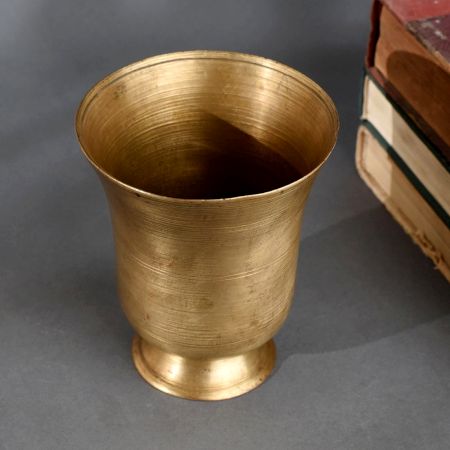 Vintage Brass Holy Water Glass Handcrafted for Pooja and Spiritual Use