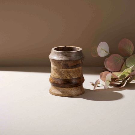 Hand-Turned Wooden Utensil Stand