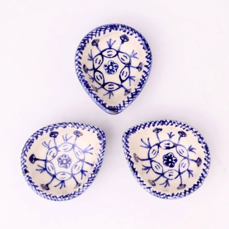 Designer Blue and White Ceramic Diwali Diya-Pack of 3