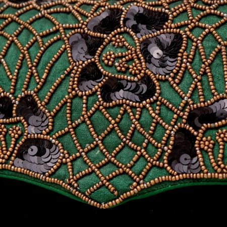 Royal Garden Hand-Beaded Velvet Clutch with Chain Strap