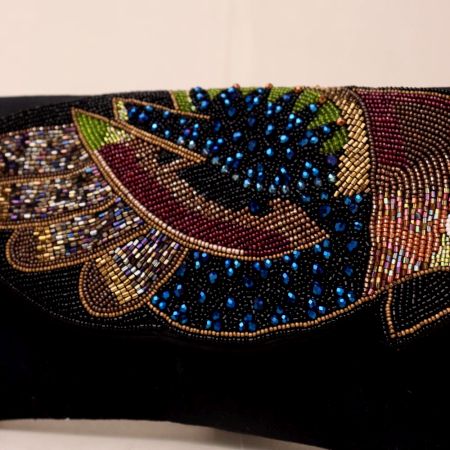 Majestic Winged Muse Beaded Evening Clutch with Chain Strap