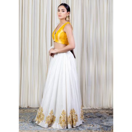 Off White Lehenga Set with Hand Embroidery