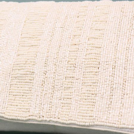 Ethereal Ivory Minimal Beaded Clutch with Chain Strap