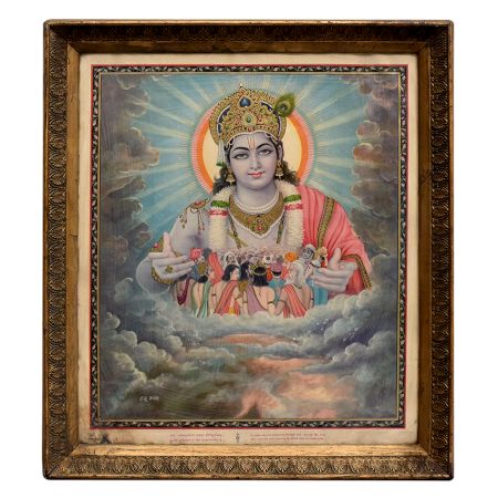 Print Of Lord Krishna With Original Wooden Frame