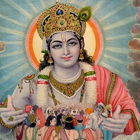 Print Of Lord Krishna With Original Wooden Frame