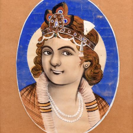 Paper Painting Of Lord Baby Krishna Ji With Wooden Frame