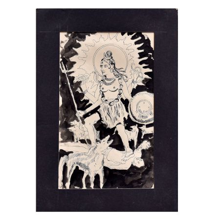 Charcoal Painting Of Kali From Bengali Art