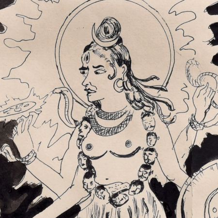 Charcoal Painting Of Kali From Bengali Art