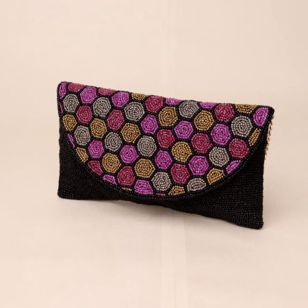Hexagon Beaded Party Sling Bag – Multicolor Handcrafted Evening Clutch
