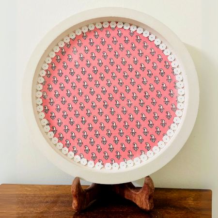 Pink Cemented Plate for Home Decor