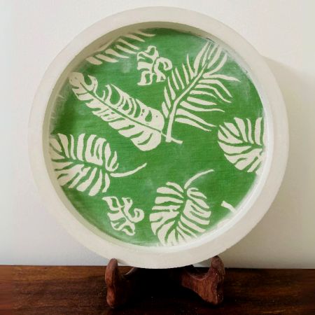 Green Cemented Plate for Home Decor