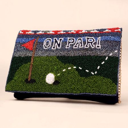 Handmade Beaded Sling Clutch – Golf Theme