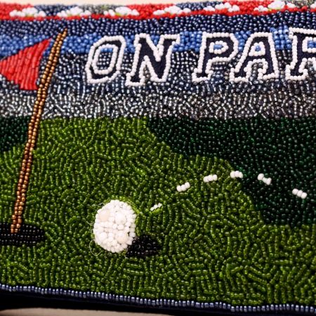 Handmade Beaded Sling Clutch – Golf Theme