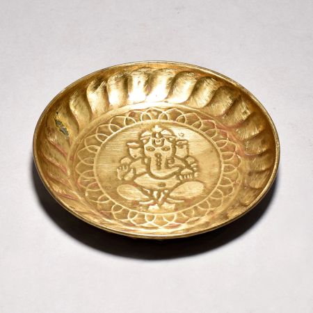 Vintage Small Holy Plate with Ganesh Gaving