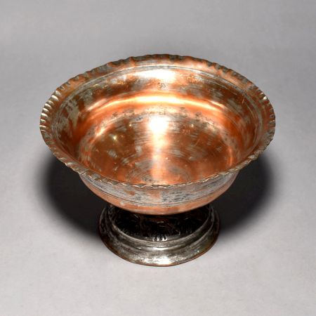 Vintage Copper Bowl Stand With Tin Plate