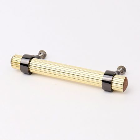 Adjustable Golden Brass and Wooden Tube Cabinet Handle (5 Inches)