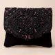 Midnight Blossom Beaded Velvet Clutch with Chain Sling