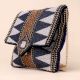 Majestic Mosaic Chevron Beaded Clutch with Chain Strap