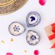 Designer Blue and White Ceramic Diwali Diya For Festival Decoration-Pack of 3