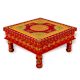 Handicraft Wooden Chourang Pooja Chowki Red and Yellow