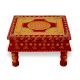 Handicraft Wooden Chourang Pooja Chowki Red and Yellow