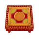 Handicraft Wooden Chourang Pooja Chowki Red and Yellow
