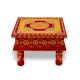 Handicraft Wooden Chourang Pooja Chowki Red and Yellow