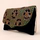 Royal Garden Hand-Beaded Velvet Clutch with Chain Strap