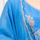 Blue Gathered Anarkali Set with Hand Embroidery