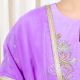 Purple Gathered Kurta Set with Hand Embroidery