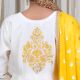 Off White Anarkali Set with Hand Embroidery