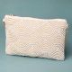 Ivory Cascade Pearl Embellished Clutch with Detachable Chain Strap