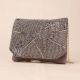 Grey Hand-Beaded Evening Clutch – Metallic Geometric Party Sling Bag