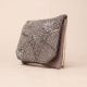 Grey Hand-Beaded Evening Clutch – Metallic Geometric Party Sling Bag