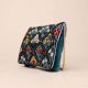 Hand-Embroidered Floral Sling Bag – Velvet Diamond Pattern Clutch with Chain Strap
