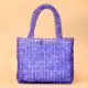 Handmade Blue Beaded Tote Bag – Stylish Transparent Bead Handbag for Women